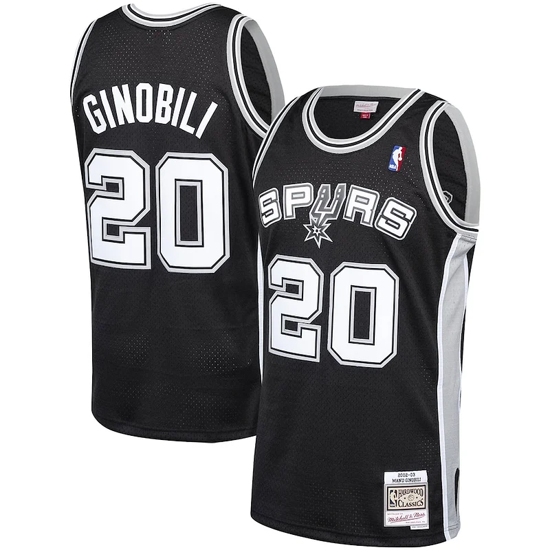 Accattivante Bellissimo Manu Ginobili San Antonio Spurs 2002 03 Hardwood Classics Player Swingman Jersey Black