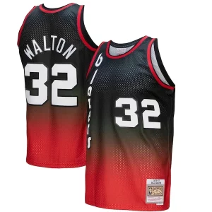 Accattivante Bill Walton Portland Trail Blazers 1976/77 Hardwood Classics Fadeaway Swingman Player Jersey Red/Black