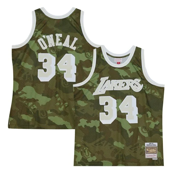 Accattivante Delizioso Elegante Shaquille O'Neal Los Angeles Lakers Hardwood Classics 1996/97 Ghost Green Swingman Jersey Camo