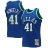 Accattivante Dirk Nowitzki Dallas Mavericks 1998/99 Hardwood Classics NBA 75th Anniversary Diamond Swingman Jersey Blue