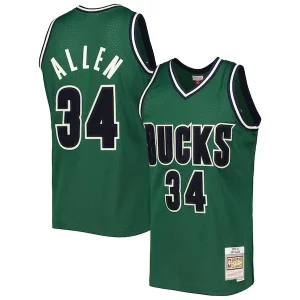 Accattivante Elegante Ray Allen Milwaukee Bucks 2000/01 Hardwood Classics Off Court Swingman Jersey Hunter Green