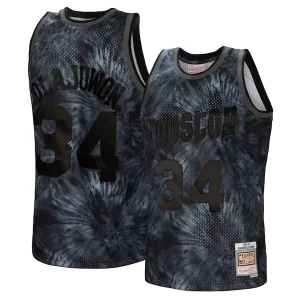 Accattivante Hakeem Olajuwon Houston Rockets Hardwood Classics 1993/94 Tie Dye Swingman Jersey Black