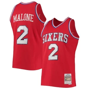 Accattivante Lussuoso Moses Malone Philadelphia 76ers 1982/83 Hardwood Classics NBA 75th Anniversary Diamond Swingman Jersey Red