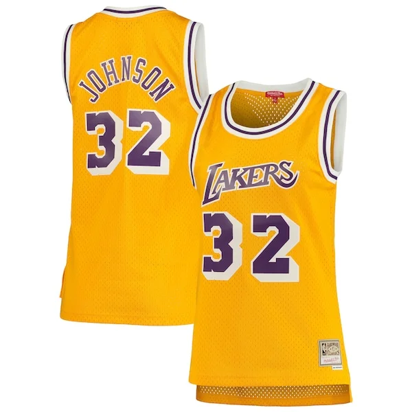 Attraente Carino Magic Johnson Los Angeles Lakers Women's 1984/85 Hardwood Classics Swingman Jersey Gold