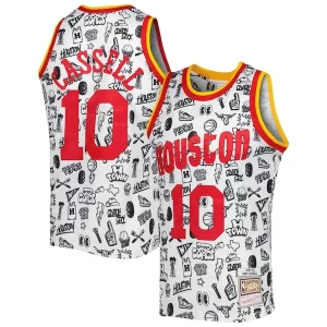 Attraente Gorgeous Sam Cassell Houston Rockets 1993/94 Hardwood Classics Doodle Swingman Jersey White
