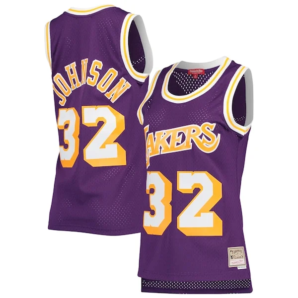 Attraente Lussuoso Magic Johnson Los Angeles Lakers Women's Hardwood Classics 1984/85 Swingman Jersey Purple