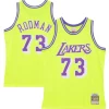 Attraente Magnifico Dennis Rodman Los Angeles Lakers Hardwood Classics 1998/99 Tropical Swingman Jersey Neon Yellow