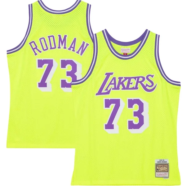 Attraente Magnifico Dennis Rodman Los Angeles Lakers Hardwood Classics 1998/99 Tropical Swingman Jersey Neon Yellow