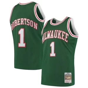 Attraente Oscar Robertson Milwaukee Bucks 1971/72 Hardwood Classics Swingman Jersey Green