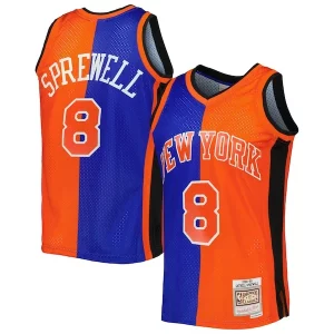 Bellissimo Latrell Sprewell New York Knicks Hardwood Classics 1998/99 Split Swingman Jersey Blue/Orange