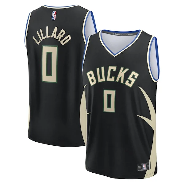 Bellissimo Splendido Comodo Damian Lillard Milwaukee Bucks Youth Fast Break Replica Player Jersey Statement Edition Black