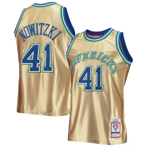 Carino Accattivante Dirk Nowitzki Dallas Mavericks 75th Anniversary 1998/99 Hardwood Classics Swingman Jersey Gold