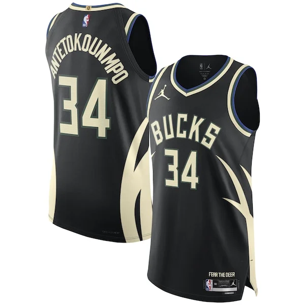 Carino Bellissimo Gorgeous Giannis Antetokounmpo Milwaukee Bucks Jordan Brand Authentic Player Jersey Statement Edition Black