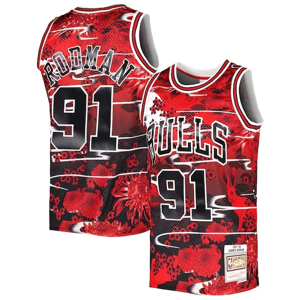 Carino Comodo Gorgeous Dennis Rodman Chicago Bulls 1997/98 Hardwood Classics Lunar New Year Swingman Jersey Red