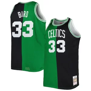 Carino Cool Larry Bird Boston Celtics Big & Tall Hardwood Classics 1985/86 Split Swingman Jersey Kelly Green/Black