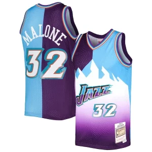 Carino Karl Malone Utah Jazz Hardwood Classics 1996/97 Split Swingman Jersey Purple/Turquoise