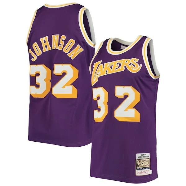 Carino Pratico Magic Johnson Los Angeles Lakers 1984/85 Hardwood Classics Authentic Jersey Purple/Gold