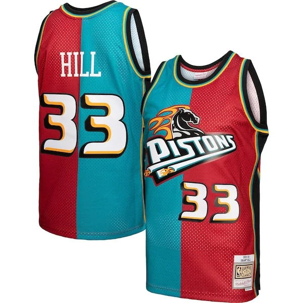 Carino Trendy Delizioso Grant Hill Detroit Pistons Hardwood Classics 1999/00 Split Swingman Jersey Teal/Red
