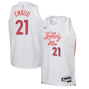 Classico Incantevole Resistente Joel Embiid Philadelphia 76ers Nike Youth 2022/23 Swingman Jersey City Edition White