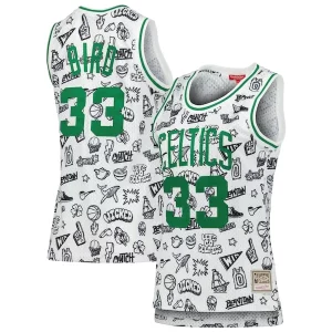 Classico Ottimo Larry Bird Boston Celtics Women's 1985 Doodle Swingman Jersey White