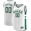 Classico Prestigioso Attraente Milwaukee Bucks Youth Fast Break Replica Custom Jersey Association Edition White