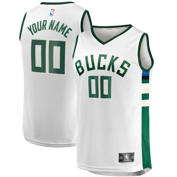 Classico Prestigioso Attraente Milwaukee Bucks Youth Fast Break Replica Custom Jersey Association Edition White