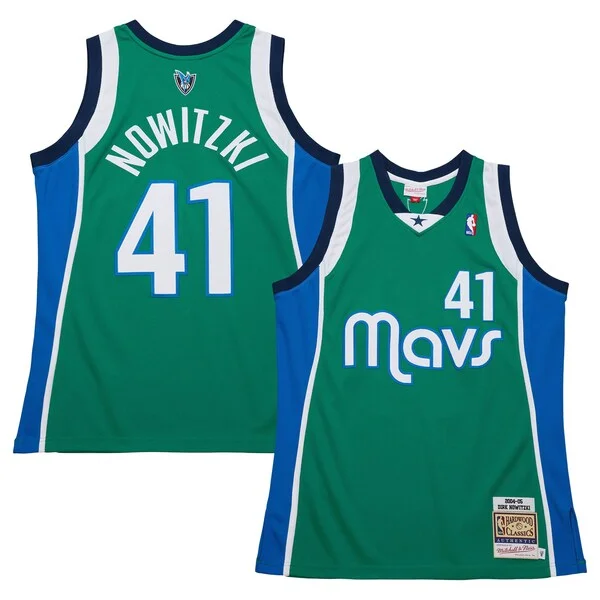 Comodo Dirk Nowitzki Dallas Mavericks 2004/05 Hardwood Classics Authentic Jersey Green