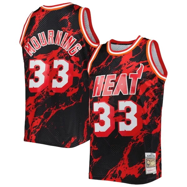 Cool Accattivante Alonzo Mourning Miami Heat 1996/97 Hardwood Classics Marble Swingman Jersey Black