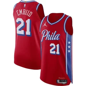 Cool Joel Embiid Philadelphia 76ers Jordan Brand Authentic Player Jersey Statement Edition Red