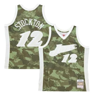 Cool John Stockton Utah Jazz Hardwood Classics 1998/99 Ghost Green Swingman Jersey Camo