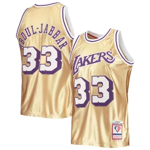Cool Kareem Abdul Jabbar Los Angeles Lakers 75th Anniversary 1983/84 Hardwood Classics Swingman Jersey Gold