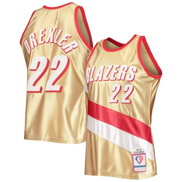 Cool Pratico Clyde Drexler Portland Trail Blazers 75th Anniversary 1991/92 Hardwood Classics Swingman Jersey Gold