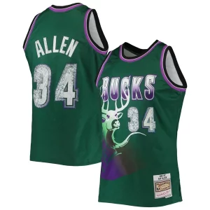 Cool Ray Allen Milwaukee Bucks 1996/97 Hardwood Classics NBA 75th Anniversary Diamond Swingman Jersey Green