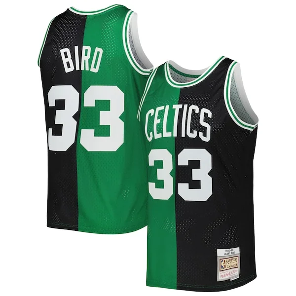 Cool Trendy Prestigioso Larry Bird Boston Celtics Hardwood Classics 1985/86 Split Swingman Jersey Black/Kelly Green