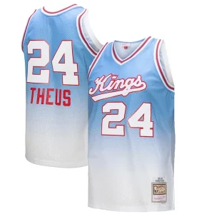 Delizioso Magnifico Raffinato Reggie Theus Sacramento Kings 1985/86 Hardwood Classics Fadeaway Swingman Player Jersey White/Light Blue