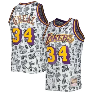 Delizioso Shaquille O'Neal Los Angeles Lakers 1996/97 Hardwood Classics Doodle Swingman Jersey White
