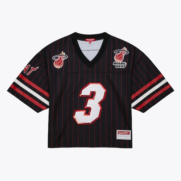 Delizioso Stupendo Bellissimo Dwyane Wade Miami Heat x DANNIJO Women's Cropped Football Fashion Jersey Black