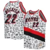 Delizioso Stupendo Classico Clyde Drexler Portland Trail Blazers 1991/92 Hardwood Classics Doodle Swingman Player Jersey White
