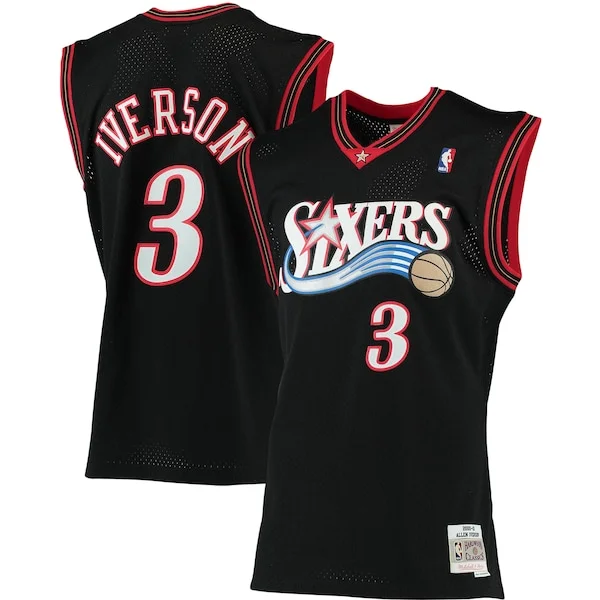 Duraturo Accattivante Allen Iverson Philadelphia 76ers 2000/01 Big & Tall Hardwood Classics Swingman Jersey Black/Red/Royal/White