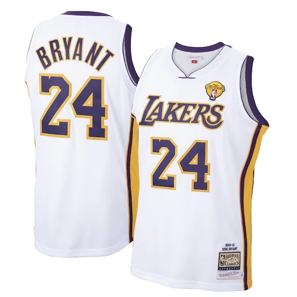 Duraturo Eccezionale Men's Los Angeles Lakers Kobe Bryant White 2009 10 Hardwood Classics Authentic Jersey