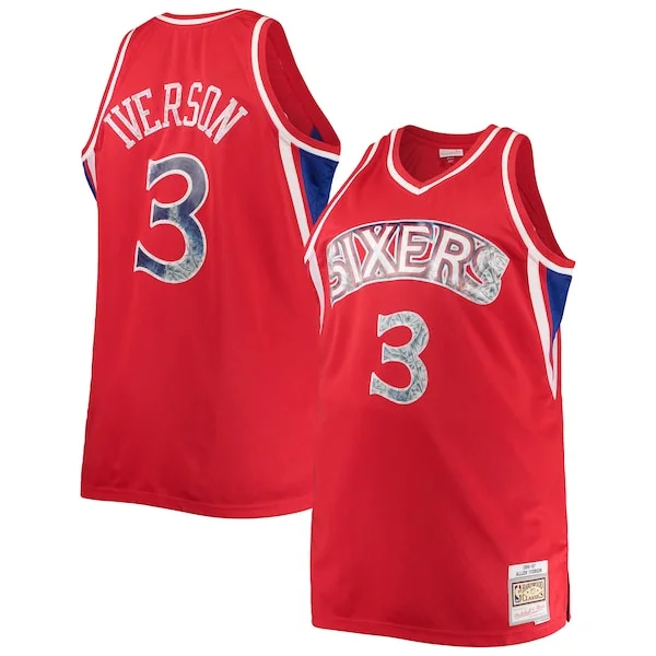 Duraturo Prestigioso Allen Iverson Philadelphia 76ers Big & Tall 1996/97 NBA 75th Anniversary Diamond Swingman Jersey Red