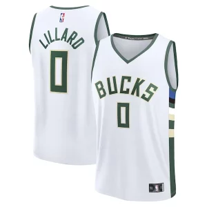 Duraturo Robusto Incantevole Damian Lillard Milwaukee Bucks Fast Break Replica Player Jersey Association Edition White
