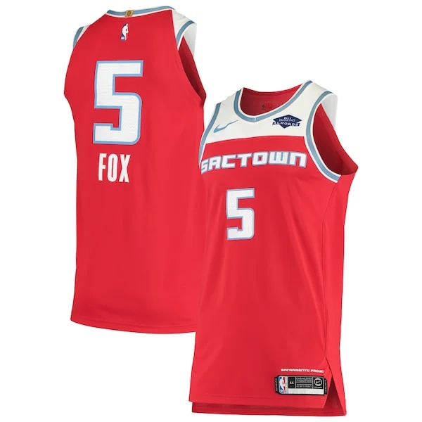 Duraturo Trendy Cool De'Aaron Fox Sacramento Kings Nike Authentic Badge Jersey City Edition Red