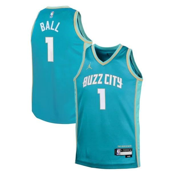 Eccezionale Bellissimo Splendido LaMelo Ball Charlotte Hornets Jordan Brand Youth Swingman Replica Jersey City Edition Teal