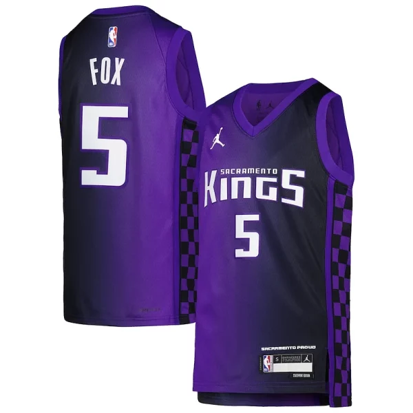 Eccezionale De'Aaron Fox Sacramento Kings Jordan Brand Youth Swingman Jersey Statement Edition Purple