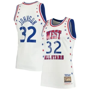 Eccezionale Magic Johnson Los Angeles Lakers 1983 NBA All Star Game Hardwood Classics Authentic Jersey White