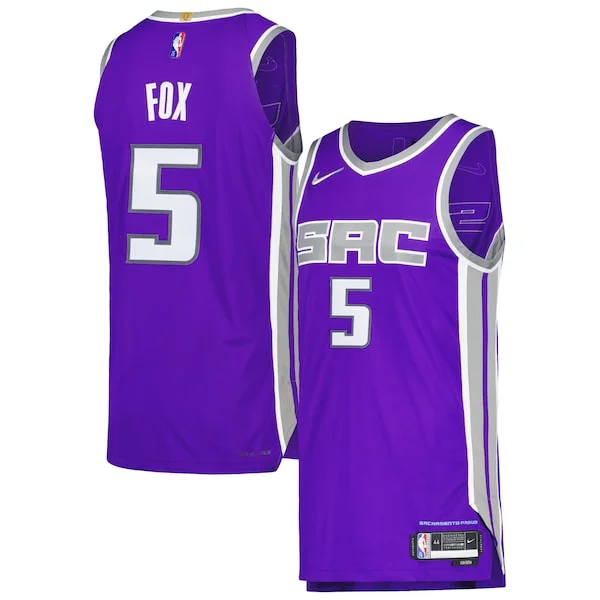 Eccezionale Ottimo Elegante De'Aaron Fox Sacramento Kings Nike Authentic Player Jersey Icon Edition Purple