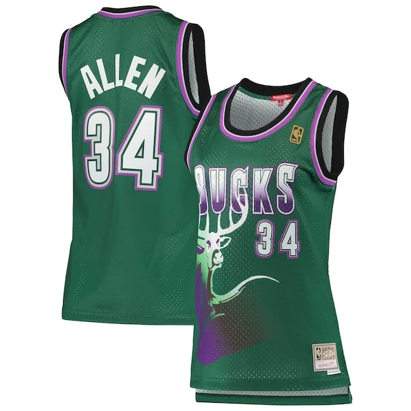 Pratico Moderno Ray Allen Milwaukee Bucks Women's 1996/97 Hardwood Classics Swingman Jersey Green