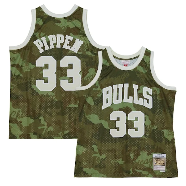 Eccezionale Versatile Scottie Pippen Chicago Bulls Hardwood Classics 1997/98 Ghost Green Swingman Jersey Camo