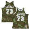 Elegante Duraturo Attraente Dennis Rodman Los Angeles Lakers Hardwood Classics 1998/99 Ghost Green Swingman Jersey Camo